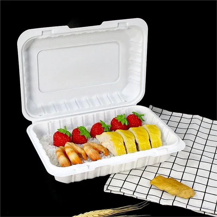 9x6inch Hinged To Go Clamshell Mineral Filled Takeaway Food Container Microwaveable
